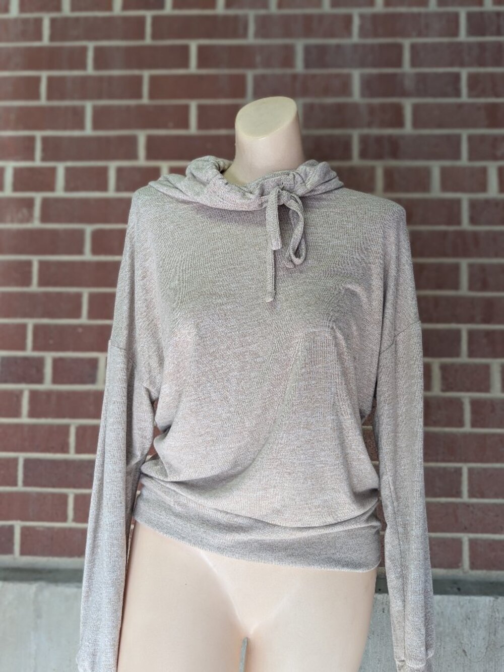 Mono B Tan Cowl Neck Pullover Womens S Athleisure Yoga Lightweight Lounge Top